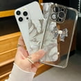 thumbnail image 6 of 3D Bow Pearl Feather Yarn Hard Phone Case Compatible with iPhone Case (Silver,iPhone 14 Pro), 6 of 6