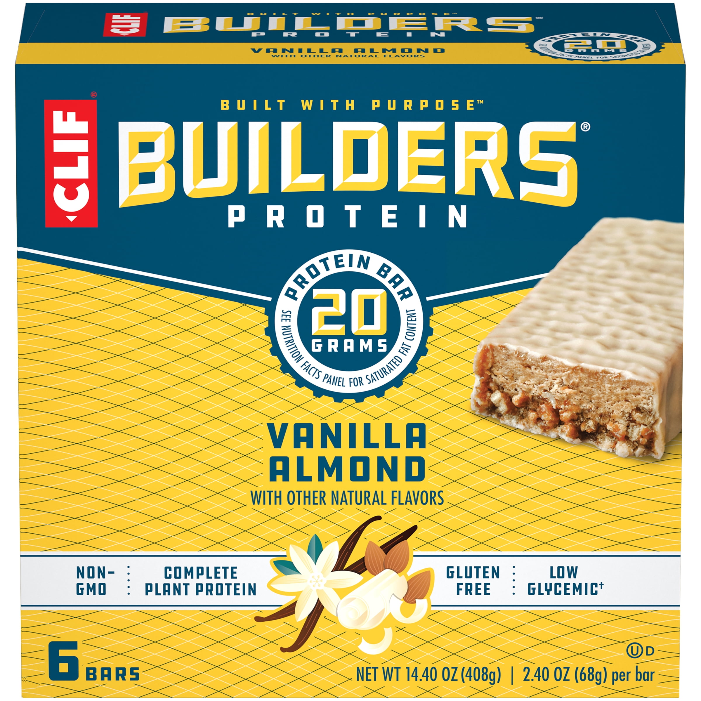 Clif Bar Builders Protein Bar Vanille Amande Boîte de 12 