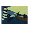 thumbnail image 1 of Lighthouse Cutting Board, Grunge Abstract Art of a Mysterious Woman in a Boat Sea Storm, Decorative Tempered Glass Cutting and Serving Board, Small Size, Dark Blue Yellow Brown, by Ambesonne, 1 of 1