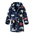 thumbnail image 3 of LYMAYTER Hooded Robe for 1-7Y Kids Boys Soft Fleece Bathrobe Boys Mid Length With Belt Robe Pajamas Cartoon Print, 3 of 10