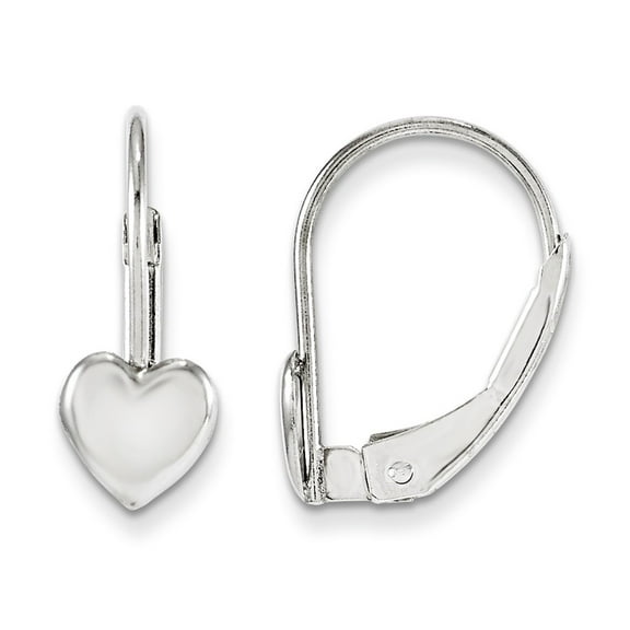 Real 14kt White Gold Madi K Heart Leverback Earrings