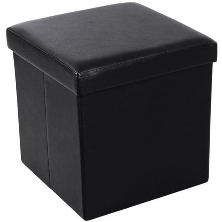 Leather Tufted Cube Ottoman Ktaxon Leather Ottoman Footstool Folding Cube Footrest Storage Stool Box Seat Black ()