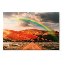 Elephant Stock Rainbow Country Road Wall Art - Horizontal Canvas Wall Art - Living Room Wall Decor - Nature Canvas - Orange And Brown Decor - 51" x 34"