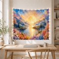 thumbnail image 5 of Wildflower Field by a Moonlit Mountain Lake, Dreamy Fantasy Style for Nature Lovers, Celestial Wall Art, Housewarming Gift, Tapestry Wall Hanging for Bedroom and Dorm, 5 of 7
