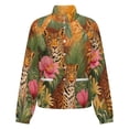 thumbnail image 5 of Jackets for Women Winter Coat Jackets Flannel Stand Collar Jacket(Tropical Jungle Two Jaguars Flowers,Size:S-4XL), 5 of 7