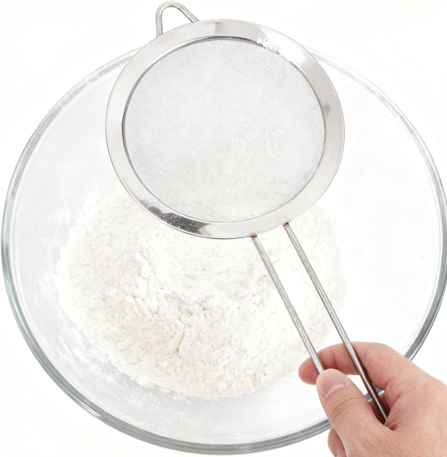 KICHOUSE Baking Flour Sifter - Gold Stainless Steel Mesh Sieve For Kitchen Rice Quinoa Fruits Flour - Handheld Fine Powder Strainer For Household Bread Making Grain Cleaning