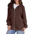thumbnail image 2 of Y2K Loose Zip Hoodie Women Long Sleeve Full Zipper Sweatshirt Drawstring Casual Fall Winter Oversized Solid Jacket With Pockets, 2 of 4