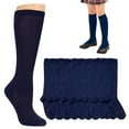 thumbnail image 7 of 12 Pairs Knee High Uniform School Girl Soccer Socks Womens Navy Blue Size 9-11, 7 of 7