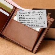 DEGASKEN 9th Birthday Greeting Card For Boys And Girls, 9 Year Old Birthday Gift, Metal Wallet Card, Unisex