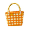thumbnail image 2 of Bolso de mano tejido para mujer, elegante, de gran capacidad, abierto, cesta de almacenamiento para compras naranja, 2 of 9