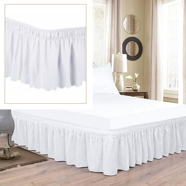 Gardening Tools Solid Color Bedding Elastic Bed Apron Dust Proof Bedspread Non Slip Bed Skirt *White