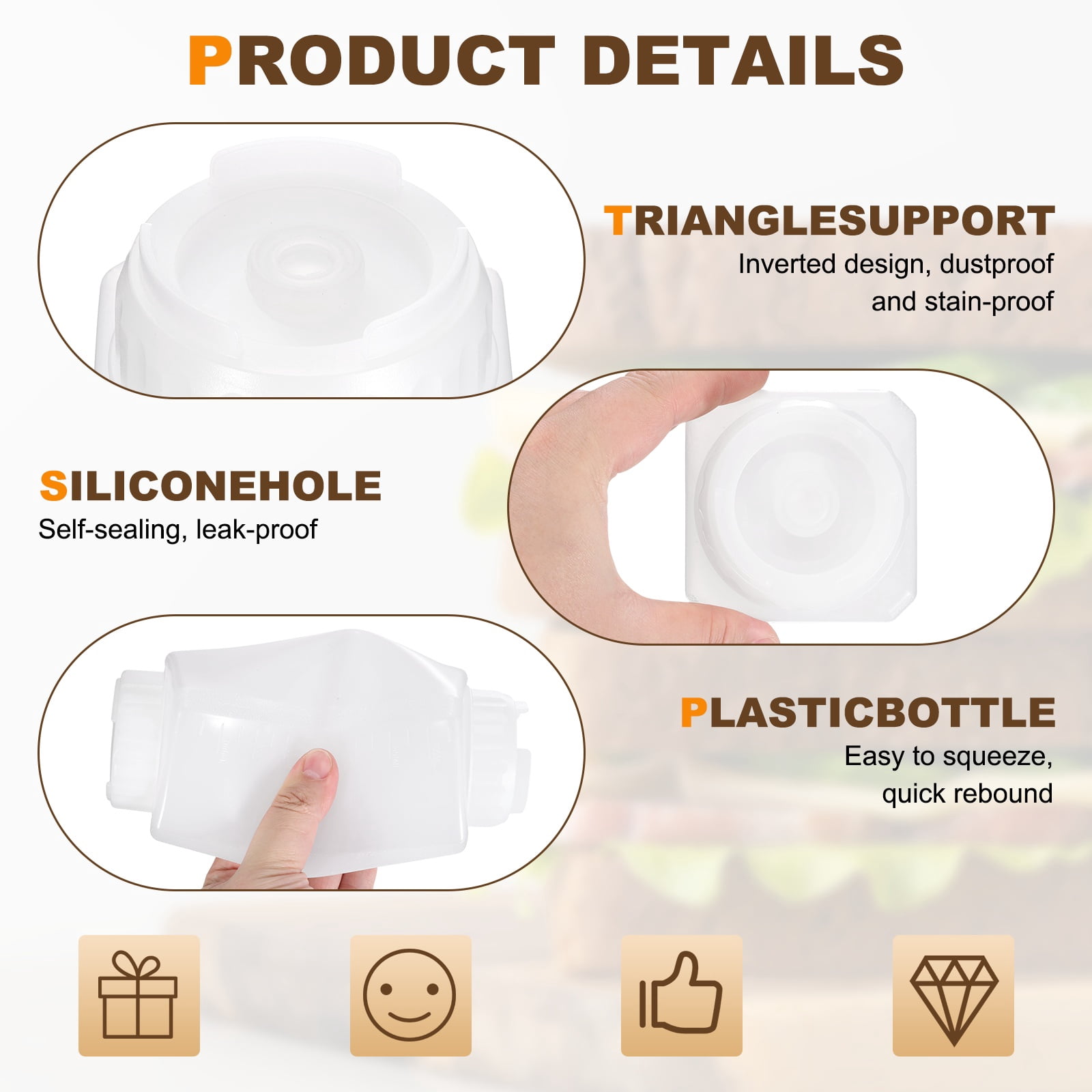 Uxcell Condiment Squeeze Bottles for Sauces, 2pcs 24 oz Refillable Square Double Head Bottle, Dispensers Leak Proof for Cooking Oil Seasoning Honey Syrup, White