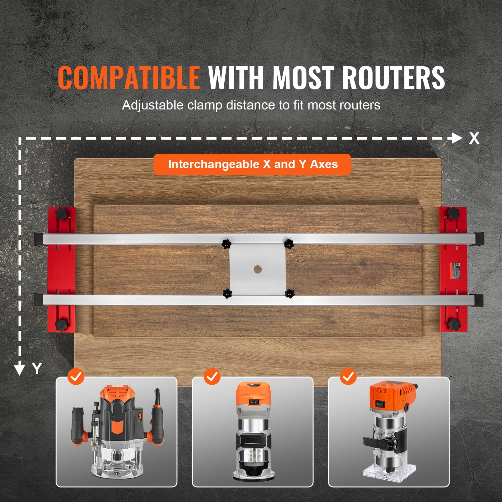 KFFKFF Router Sled, 60-inch, Movable and Modifiable Slab Smoothing Jig DIY Carpentry Router Sled for Leveling Timber Slabs Home DIY