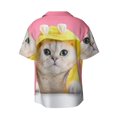 thumbnail image 6 of Lafuoo A Funny Cat Pattern Men's Cuban Collar Short Sleeve Shirt, Button-Down Resort Beach Pocket Shirt-X-Large, 6 of 7