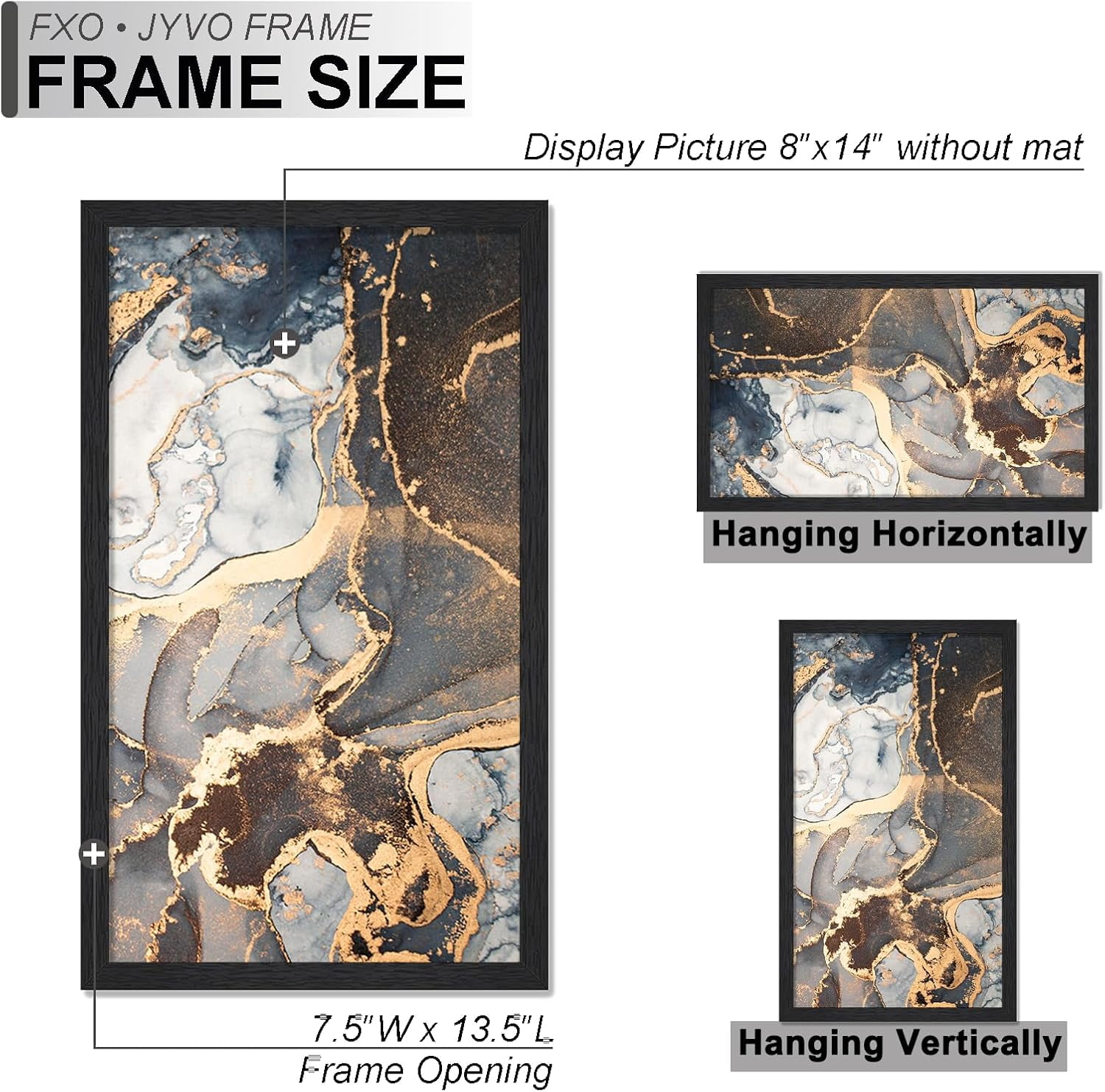 shiyou-8x14 Picture Frame, Black Frame for 8 x 14 Inch Picture