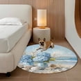 thumbnail image 2 of Blue Beach Round Area&nbsp;Rug 6ft Scenery Hydrangeas Floral Starfish Shell Wave Non-Slip&nbsp;Washable Circle Rugs Soft Felt Indoor Floor Mat for Bedroom Kitchen Living Room Bathroom, 2 of 9