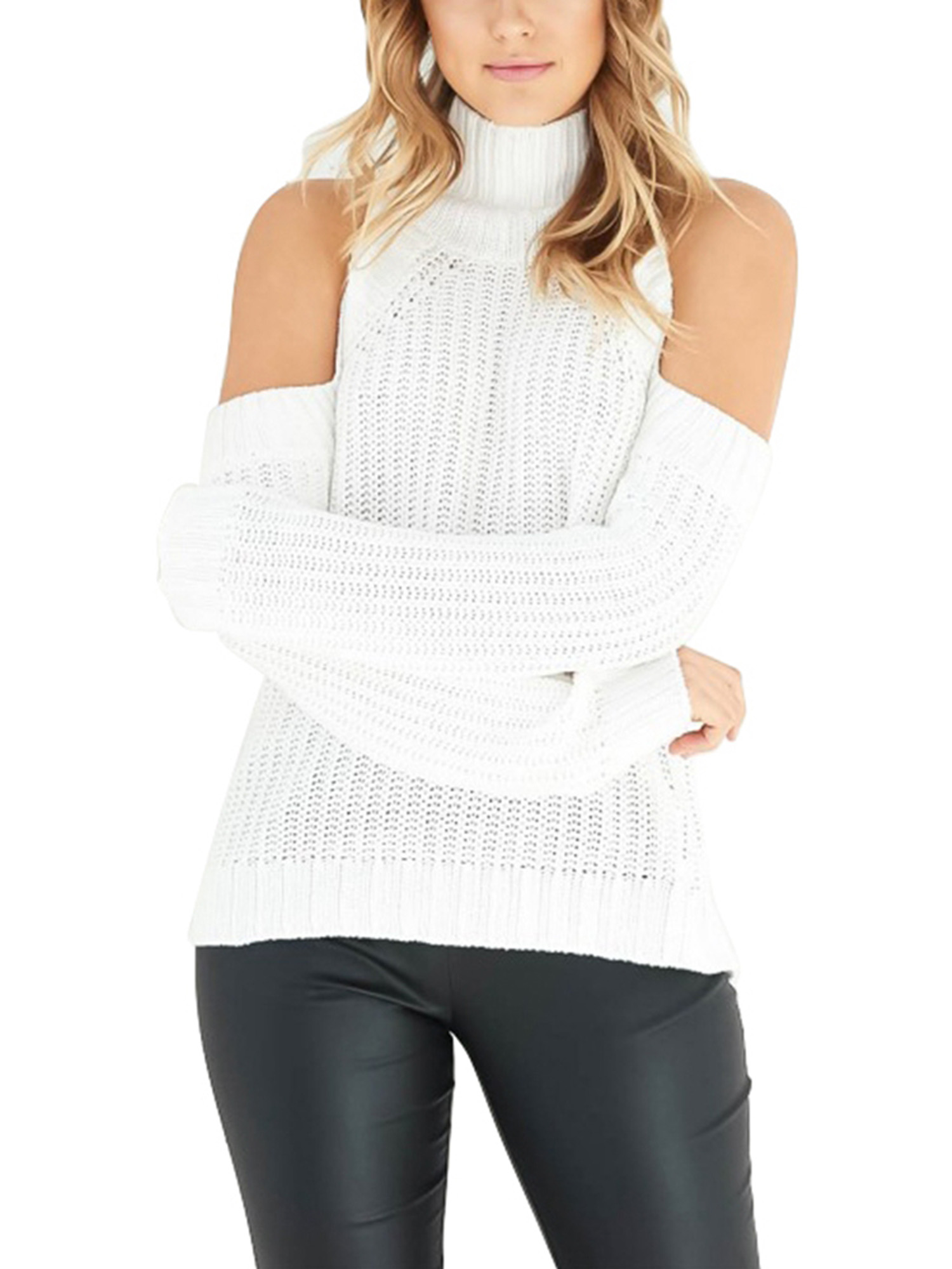 Shoulder Sweater Joker Turtleneck Knit 