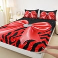 thumbnail image 5 of spefrowx Glitter Zebra Red Bow Print King Sheets for Women, Starry Gem Love Heart Bedding, 4-Piece, 1 Flat Sheet, 1 Fitted Sheet and 2 Pillowcases, 5 of 6
