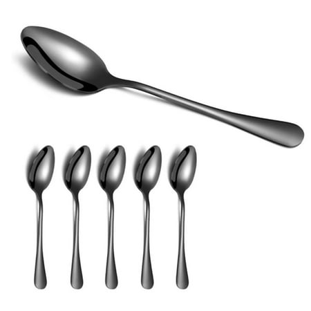 

Ieegkit Stainless Steel Spoon Titanium Black Gold Plated Black Gold Spoon Dessert Spoon Silver Dishwasher 6 Pieces