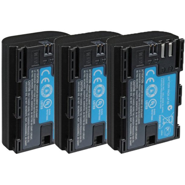 Replacement Battery For Canon LPE6 (3 Pack)