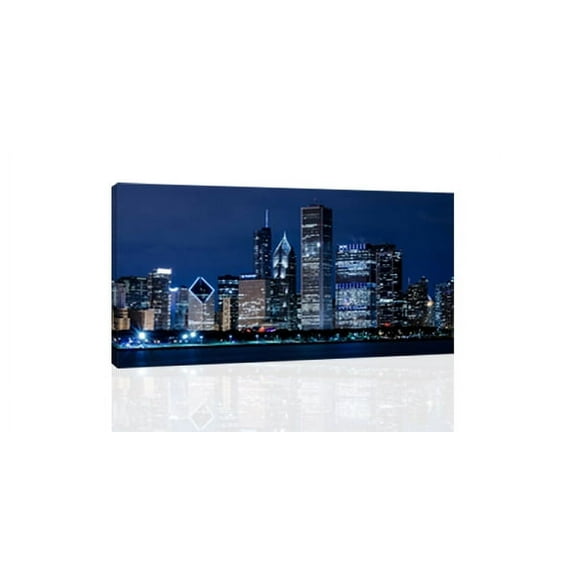 Chicago Night Skyline - CANVAS OR PRINT WALL ART