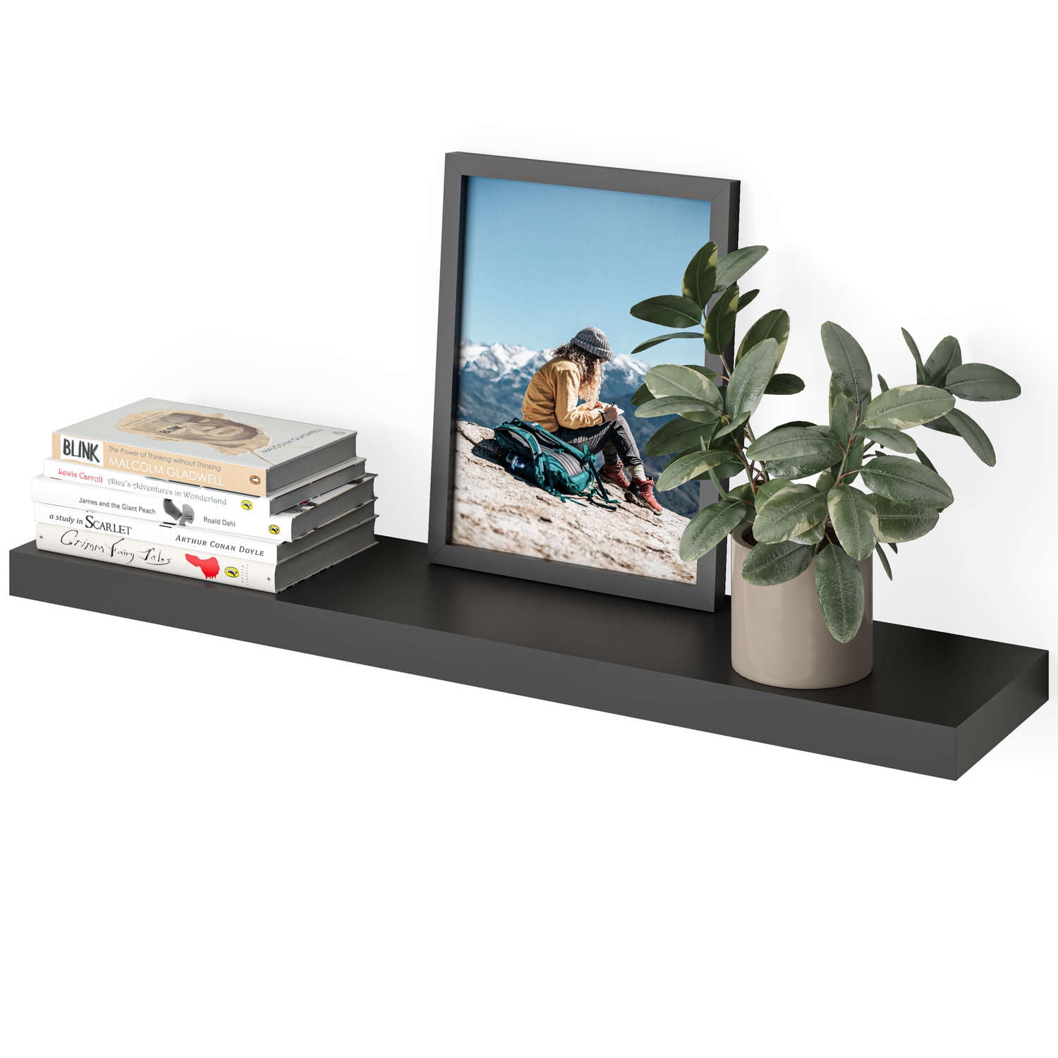 Ballucci 36" Floating Shelf, Wall Ledge with Invisible Bracket, 8" Deep, Black