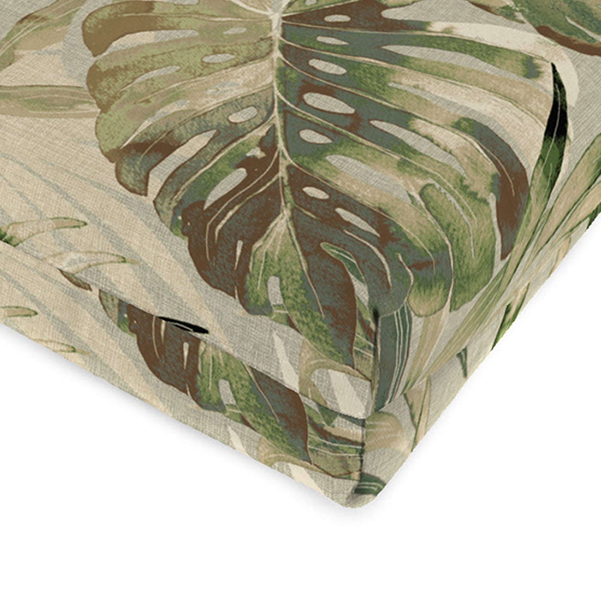 Jordan Manufacturing 44" x 22" Kash Gray Leaves Rectangular Outdoor Chair Cushion with Ties and Hanger Loop