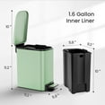 thumbnail image 6 of Cesun 1.6 Gallon Small Bathroom Trash Can, Stainless Steel Garbage Bin with Lid, Matte Green, 6 of 8