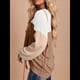 thumbnail image 5 of Moda para Mujer 2025, Camisetas Holgadas Informales de Punto con Cuello Redondo y Larga con Bloques de Color y Caqui M, 5 of 7