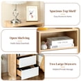 thumbnail image 4 of Hassch Contemporary Bedside Table with Angled-Edge Drawers, Two-Tone White & Oak Nightstand, Upper Open Shelf Design, Easy Assembly, 4 of 9