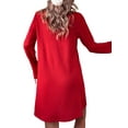 thumbnail image 6 of hirigin Christmas Dresses for Women Ugly Christmas Print Long Sleeve Crewneck Mini Dress Flowy Swing A-Line Tunic Party Dress (red Golden, M), 6 of 9