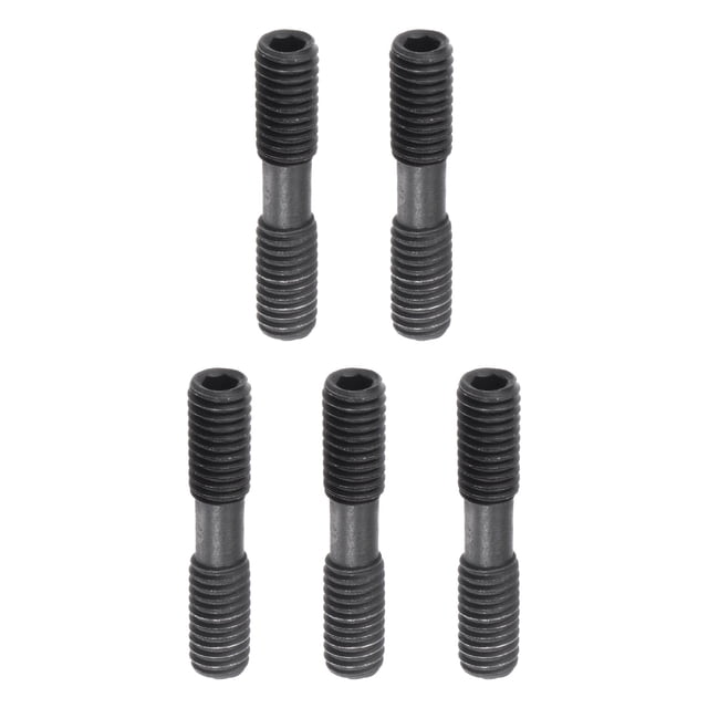 M6x30-1.0 Hexagonal Cabeza Fijación Tornillo Doble Cabeza Doble Agujero, para CNC Torno Torneado Portaherramientas, Derecha-Mano Rosca y Izquierda-Mano Rosca, 5uds