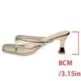 thumbnail image 5 of Women's Square Toe Kitten Heels Thong Sandals Lightweight Non Slip Comfortable Slip On Dress Heels Sandal for Party Vacation Gold Size 6.5, 5 of 7