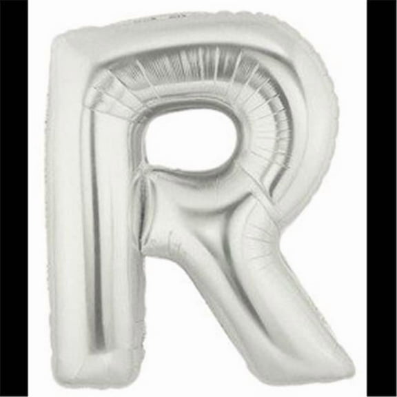 Megaloon Letter R Silver 34 Inch Foil Mylar Balloon [15918S]