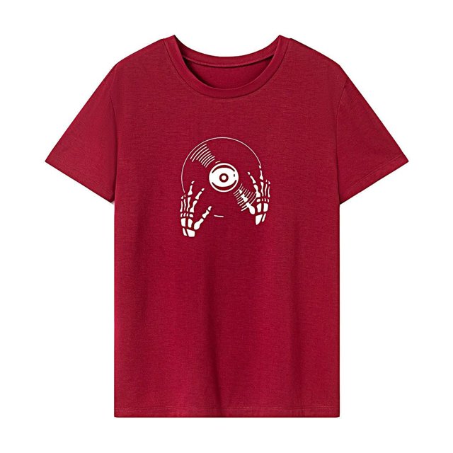 Camiseta para mujer, ropa de verano, camiseta básica suave para mujer, para ir de compras y vacaciones Rojo