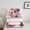 thumbnail image 5 of Homewish Yorkshire Terrier Daisy Full Size Comforter Sets,Pink Polka Dot Bow Bedding Comforter Set,Heart Decor,Pink Reversible,3-Piece,1 Comforter and 2 Pillowcases, 5 of 7