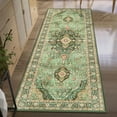 thumbnail image 2 of Boho Vintage Round Rug ft- Faux Wool Dreely Washable Area Rug Small Distressed Throw Rugs Floor Carpet for Door Mat Entryway Bedrooms Laundry (Round - ; Diameter Border ), 2 of 6