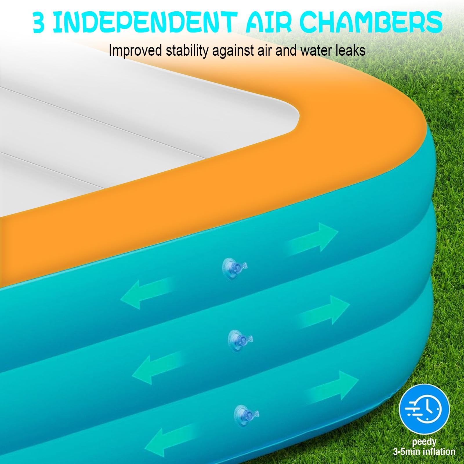 DAZLUTE Inflatable Pool, 71" X 51" X 22" Above Ground Pools, Kiddie Pool Thickened Blow up Swimming Pools Play Center for Kids Children Family Outdoor Garden Backyard
