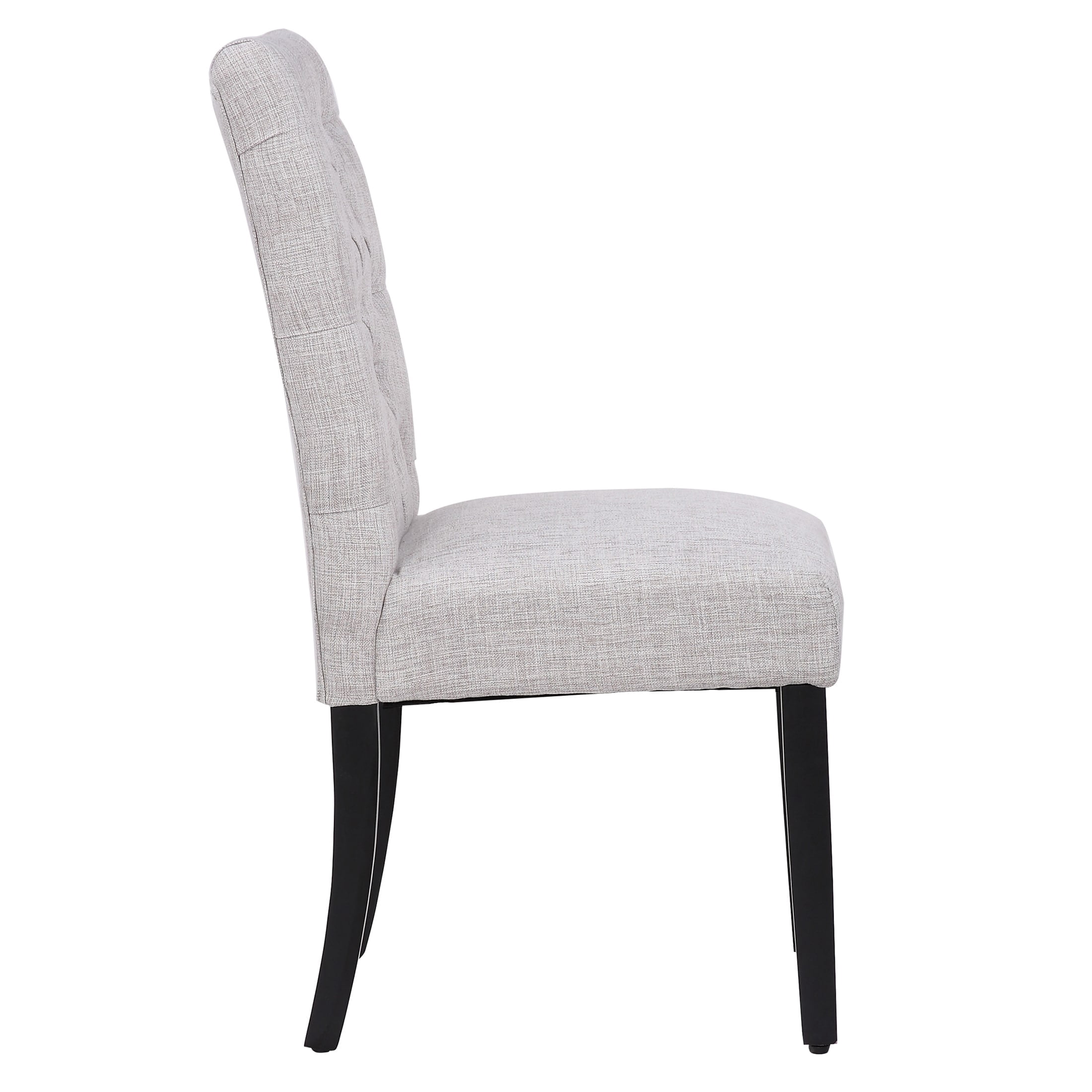 Polytrends Grandview Tufted Upholstered Linen Fabric Dining Chair Light Gray