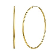Silvora Large Hoop Earrings Sterling Silver Hoops for Women Teen Girls Sensitive Ears Jewelry Gift (Gold, 70mm)