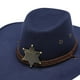 thumbnail image 5 of Sombrero de vaquero para mujer, de ala ancha, moderno, unisex, para adultos, de poliéster, ligero, para el sol Azul marino, 5 of 9