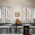 thumbnail image 2 of Vintage Abstract Line Flower Powder Tier Kitchen Curtains for Bathroom Living Rod Pocket Window Drapes 28"x39" 2 Panels Window Treatment Tiers, 2 of 4