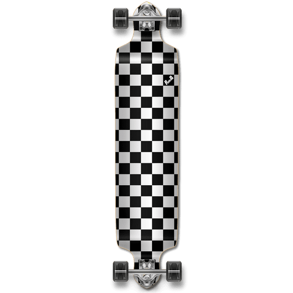 Yocaher Drop Down Longboard Complete - Checker Silver