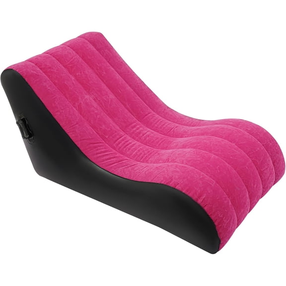 Air Mattress Bed S-Shape Inflatable Sofa with Pump, Inflatable Chair Air Couch Flocked Surface, Waterproof Portable Blow Up Bed for Camping, Lounge Beds for Afternoon Rest (Pink)