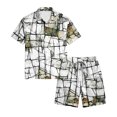 thumbnail image 5 of Men's Retro Matching Set Summer Beach 2 Piece Outfits Button Down Shirts and Shorts Vacation Outfits, 5 of 6