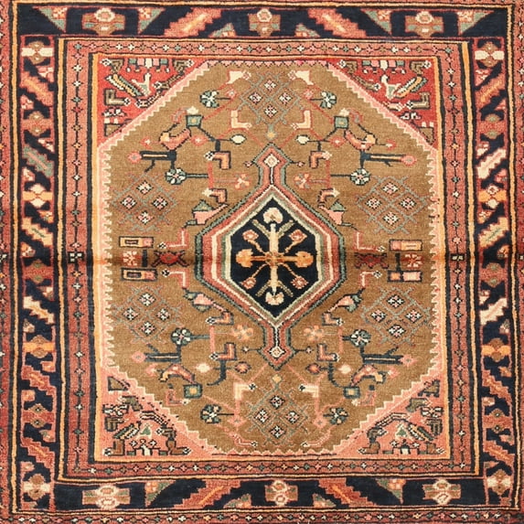 Ahgly Company Machine Washable Indoor Square Traditional Dark Sienna Brown Area Rugs, 8' Square