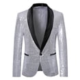 thumbnail image 5 of JAJAHO Sparkly Sequins Suit Set For Men Business Dress Wear Long Sleeve Glitter Button Up Slim Fit Suit Jacket Pants For Formal Wedding 2 Piece Trendy Outfit, 5 of 7