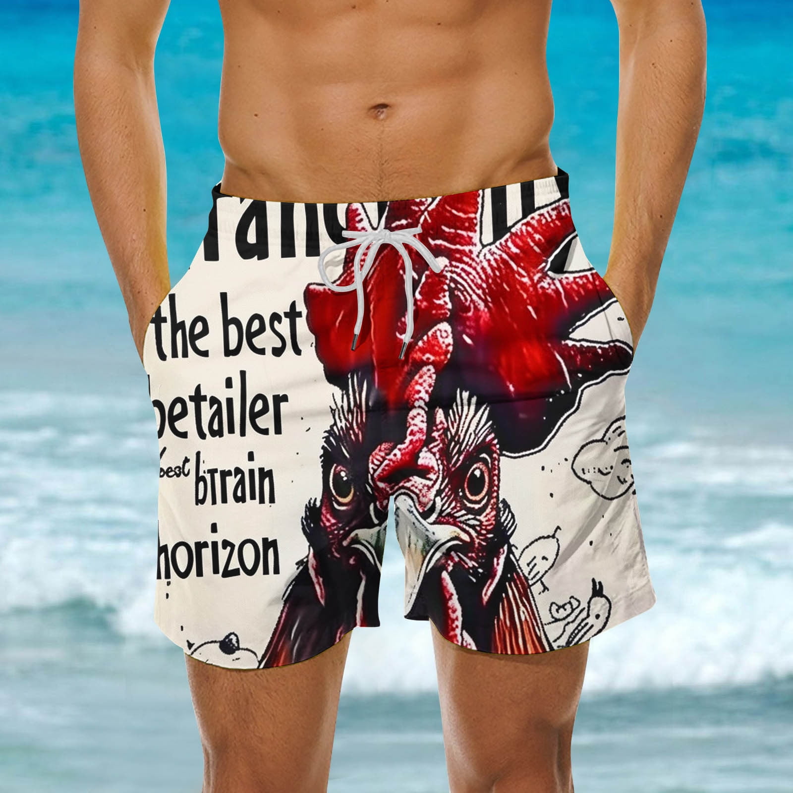 Xysaqa Mens Swim Trunks, Men's Board Shorts Funny Novelty Printed