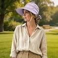 thumbnail image 2 of Women 2‑in‑1 Detachable Zipper Sun Hat UV Protection Wide Brim Bow Tie‑Back Lightweight Packable Summer Outdoor Travel Beach Sun‑Shade Head‑Accessory, 2 of 4