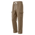 thumbnail image 5 of SeCaotees Multi‑Pocket Straight Leg Cargo Pants for Men Drawstring Waist Relaxed Fit Lightweight Fabric Urban Daily Casual Trousers Khaki,XL, 5 of 9